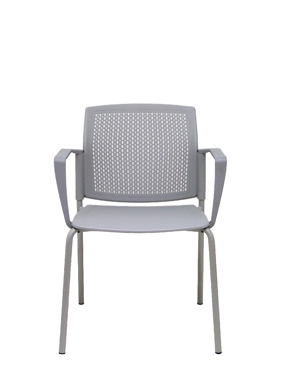 Piqueras Y Crespo Pack 4 Sillas Sege PVC Gris Chasis Gris Con Brazos