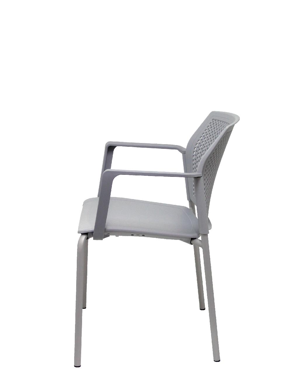 Piqueras Y Crespo Pack 4 Sillas Sege PVC Gris Chasis Gris Con Brazos