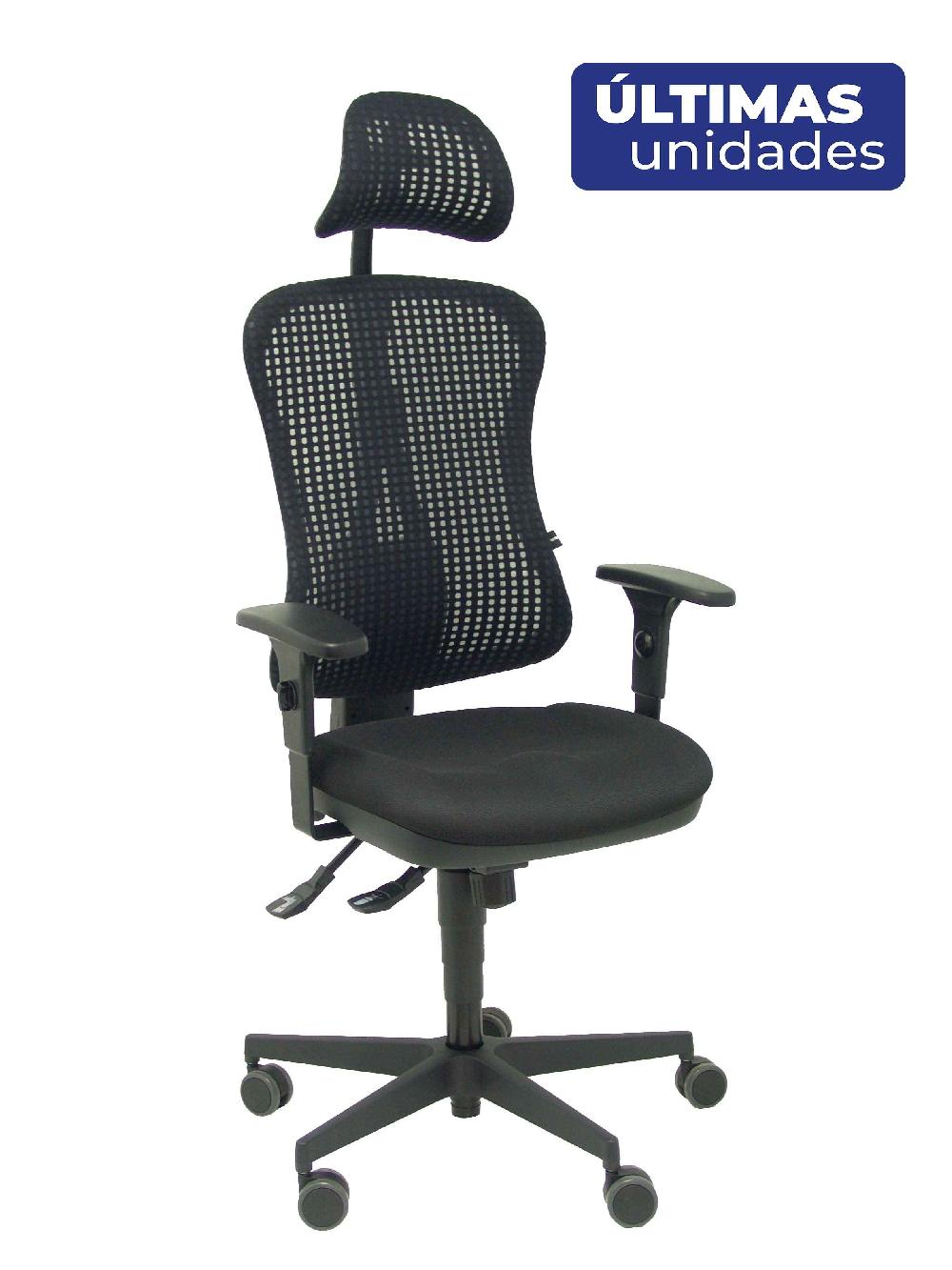 piqueras y crespo Silla Agudo sincro malla negra asiento tela negro brazos regulables con cabecero