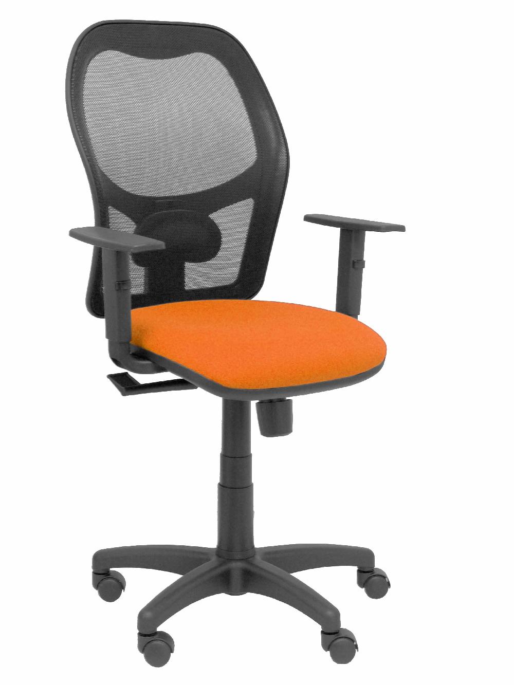 piqueras y crespo Silla Alocén malla negra asiento bali naranja brazos regulables