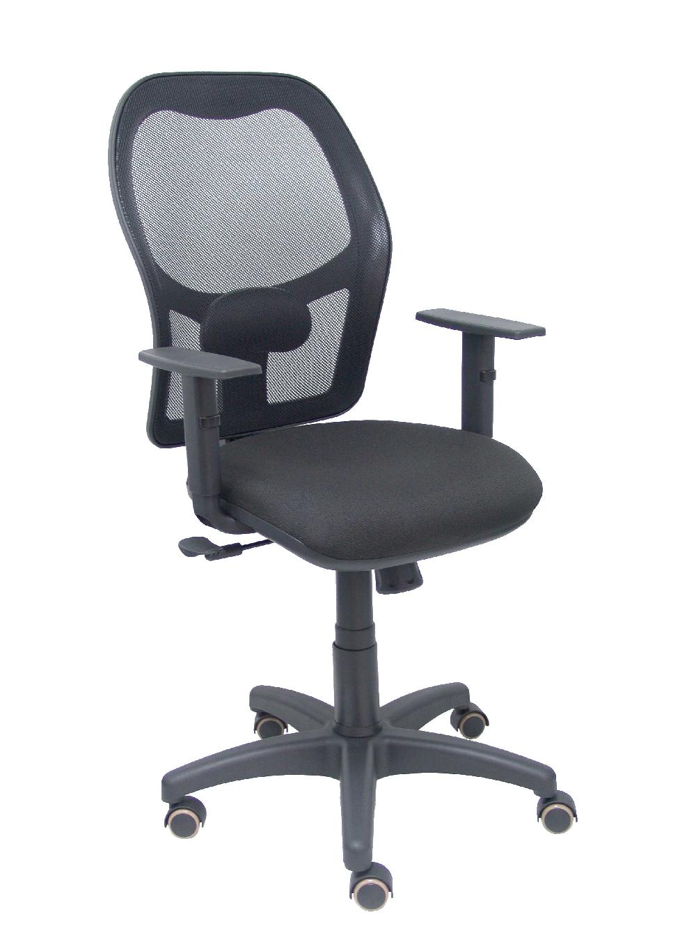 piqueras y crespo Silla Alocén malla negra asiento bali negro brazos regulables ruedas de parqué