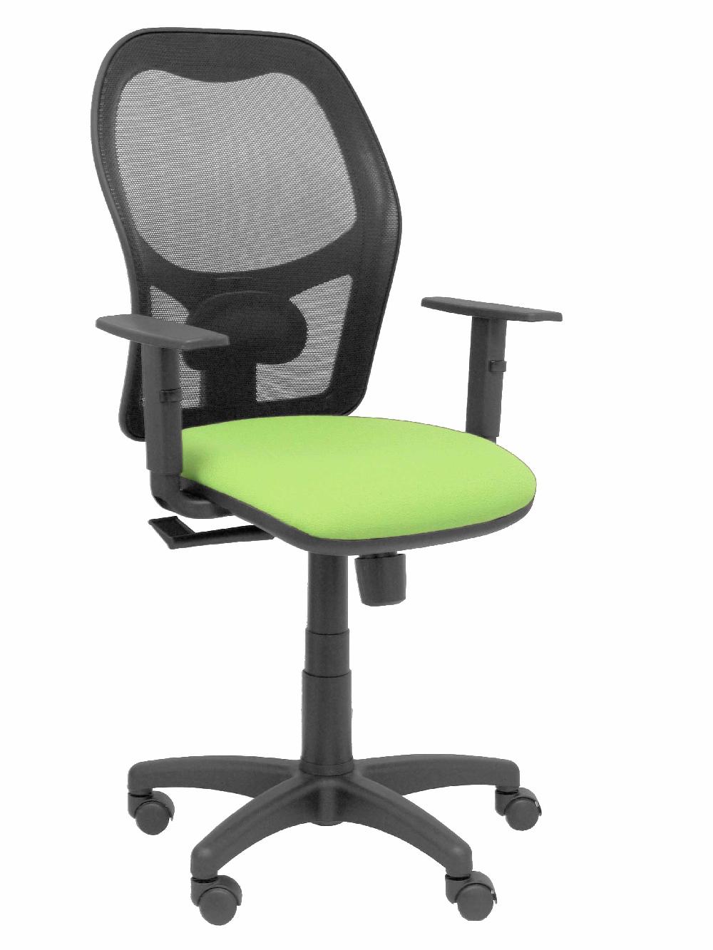 piqueras y crespo Silla Alocén malla negra asiento bali pistacho brazos regulables