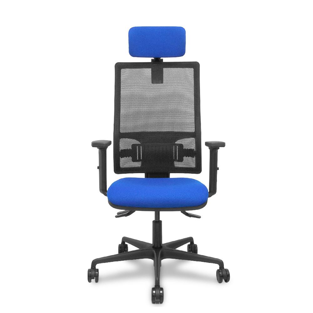 Piqueras Y Crespo Silla Bormate Asincro Malla Negra Asiento Bali Azul Brazos 2D Ruedas 65mm Cabecero Regulable