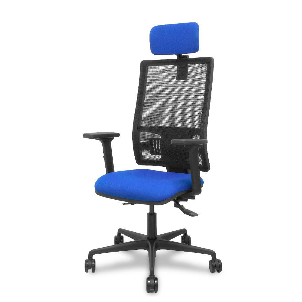 Piqueras Y Crespo Silla Bormate Asincro Malla Negra Asiento Bali Azul Brazos 2D Ruedas 65mm Cabecero Regulable