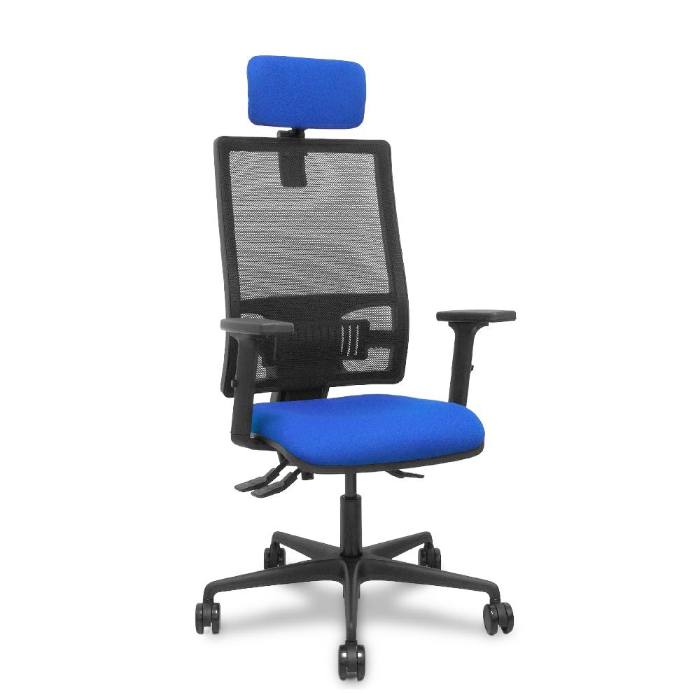 Piqueras Y Crespo Silla Bormate Asincro Malla Negra Asiento Bali Azul Brazos 2D Ruedas 65mm Cabecero Regulable