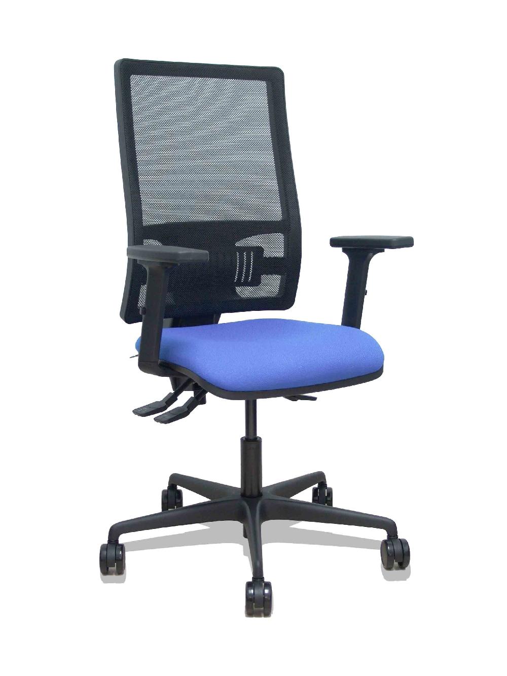 piqueras y crespo Silla Bormate asincro malla negra asiento bali azu claro brazos 2D ruedas 65mm