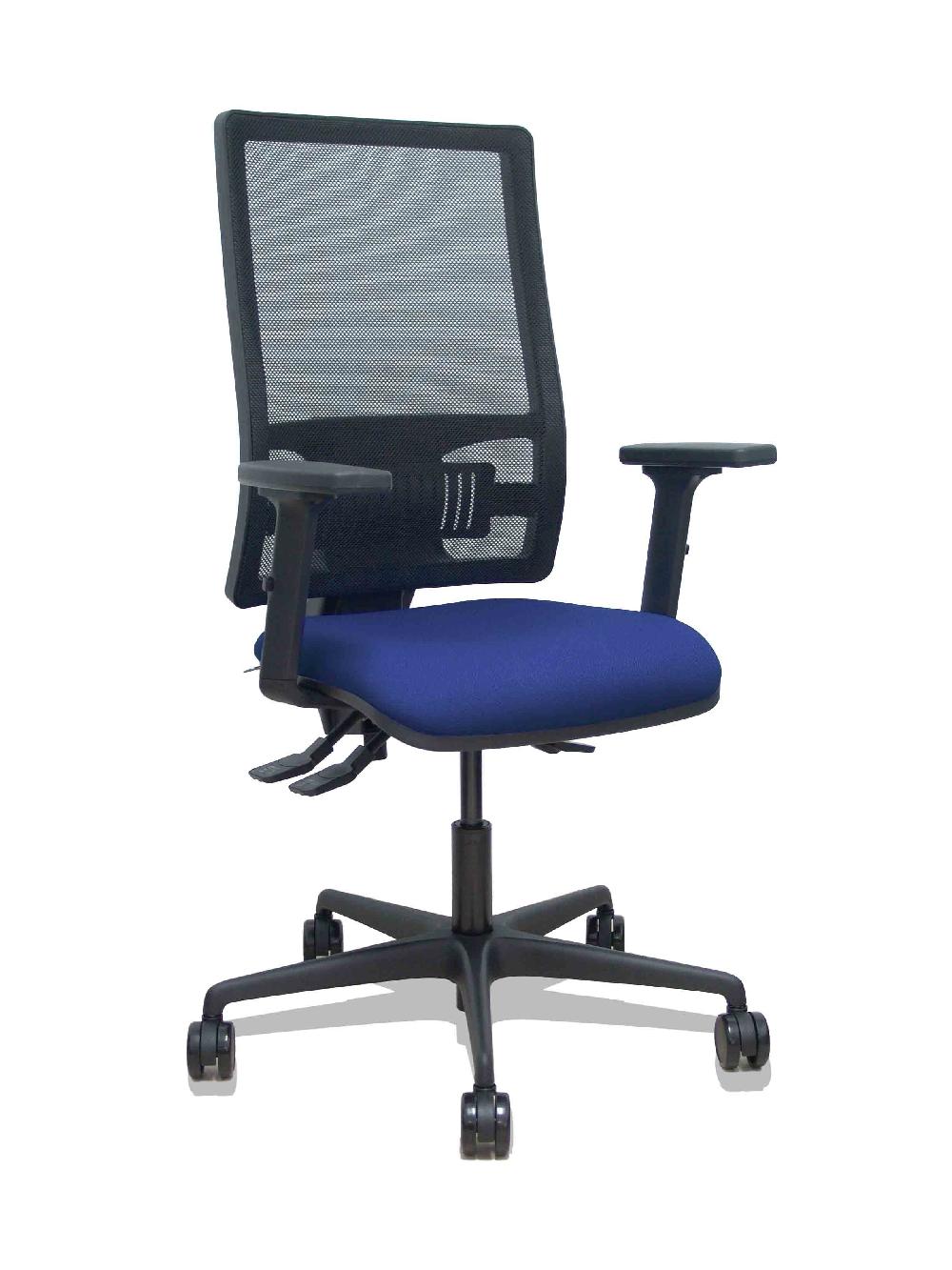 piqueras y crespo Silla Bormate asincro malla negra asiento bali azul marino brazos 2D ruedas 65mm