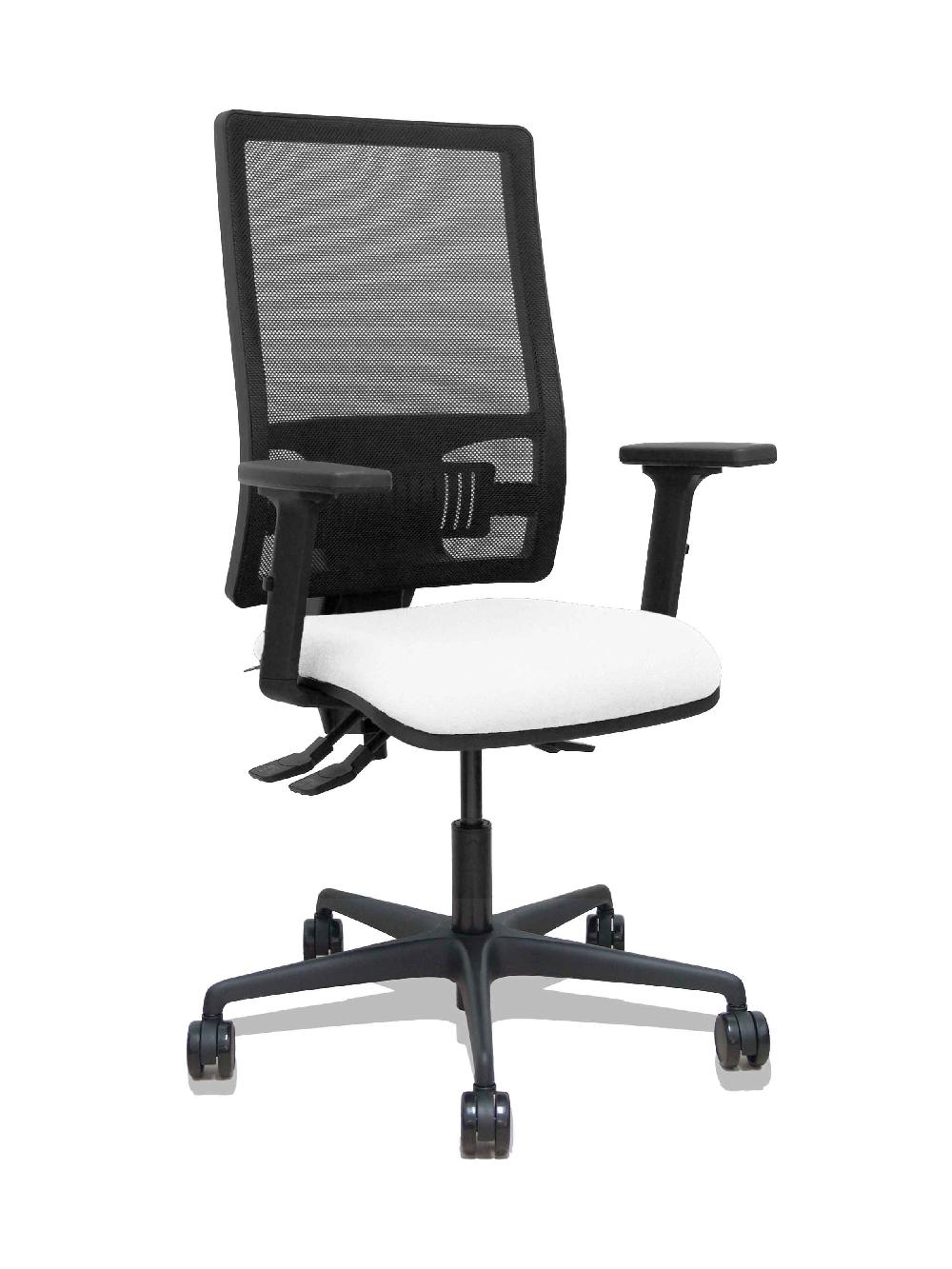 Piqueras Y Crespo Silla Bormate Asincro Malla Negra Asiento Bali Blanco Brazos 2D Ruedas 65mm
