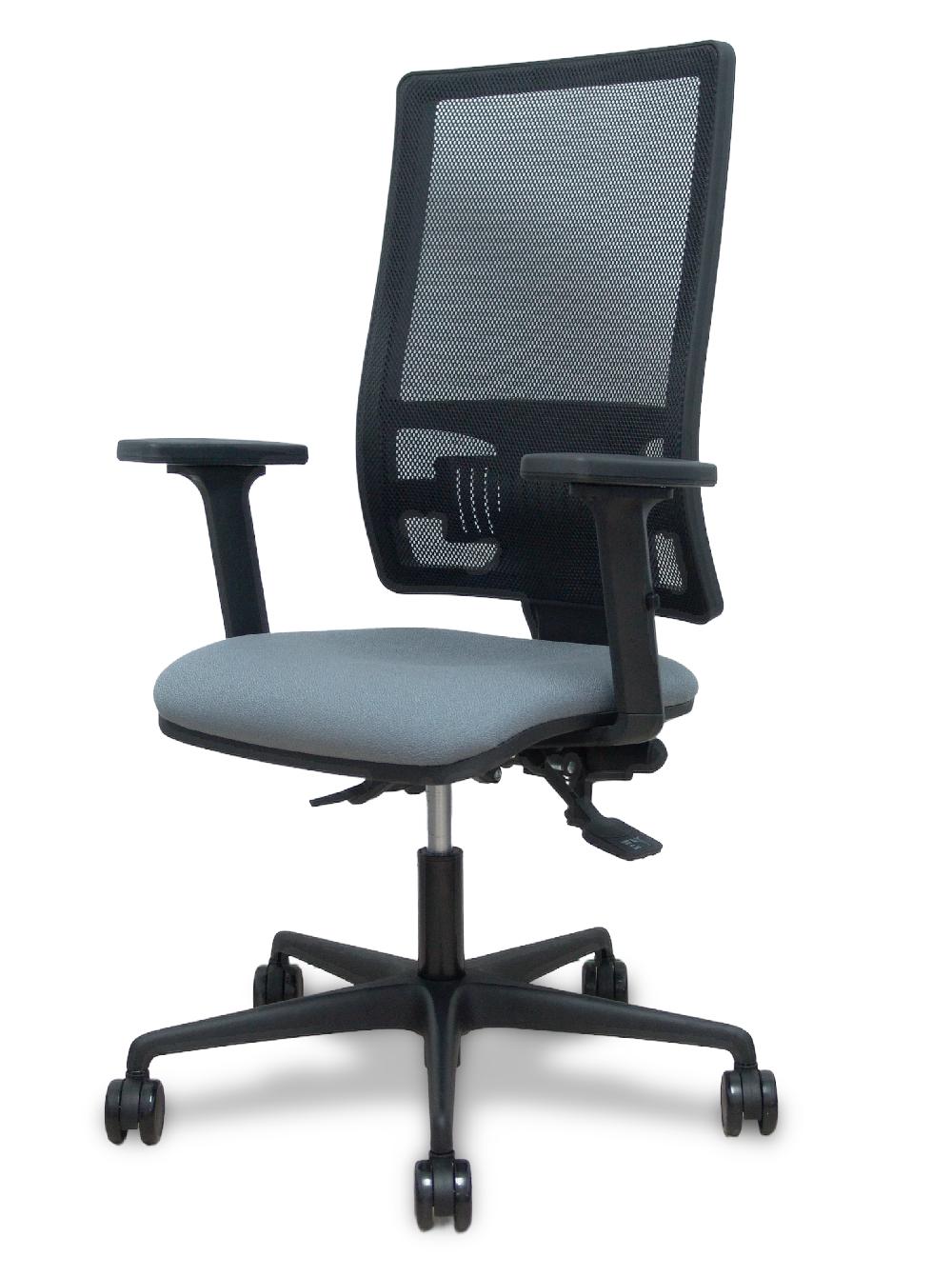 Piqueras Y Crespo Silla Bormate Asincro Malla Negra Asiento Bali Gris Brazos 2D Ruedas 65mm