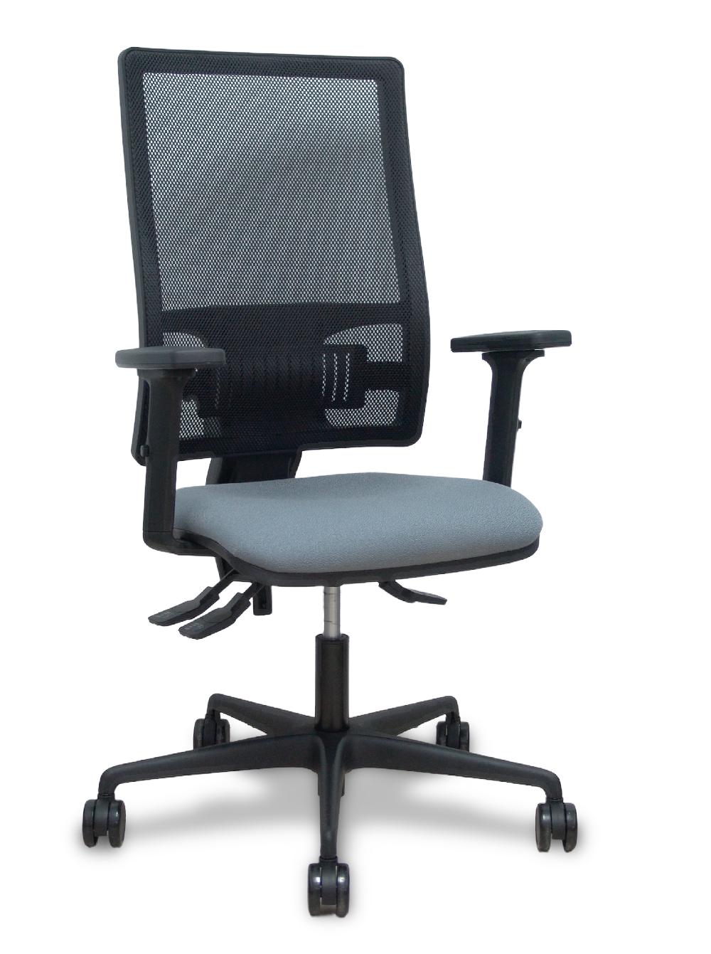 piqueras y crespo Silla Bormate asincro malla negra asiento bali gris brazos 2D ruedas 65mm