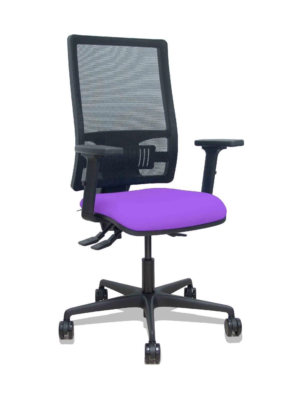 piqueras y crespo Silla Bormate asincro malla negra asiento bali lila brazos 2D ruedas 65mm