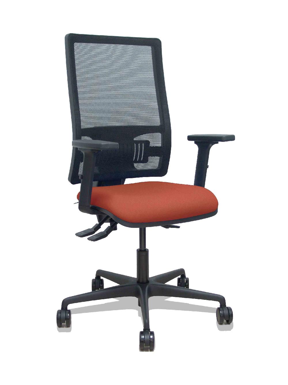 piqueras y crespo Silla Bormate asincro malla negra asiento bali marrón brazos 2D ruedas 65mm