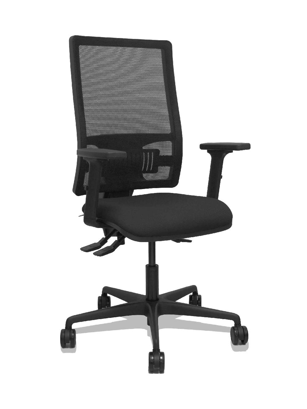 piqueras y crespo Silla Bormate asincro malla negra asiento bali negro brazos 2D ruedas 65mm