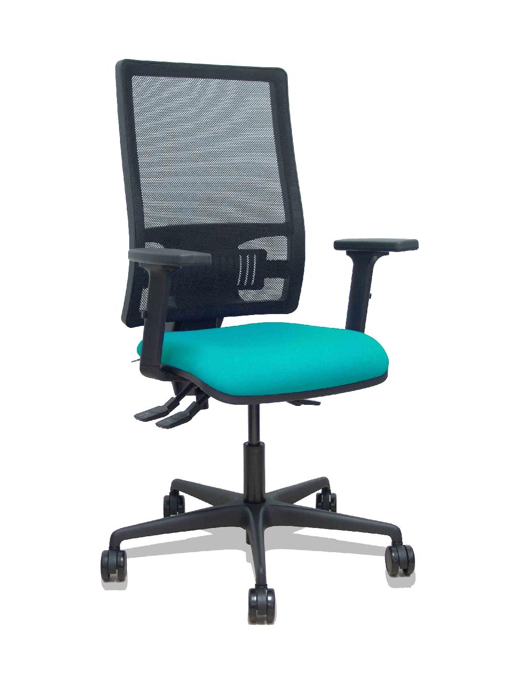 piqueras y crespo Silla Bormate asincro malla negra asiento bali turquesa brazos 2D ruedas 65mm
