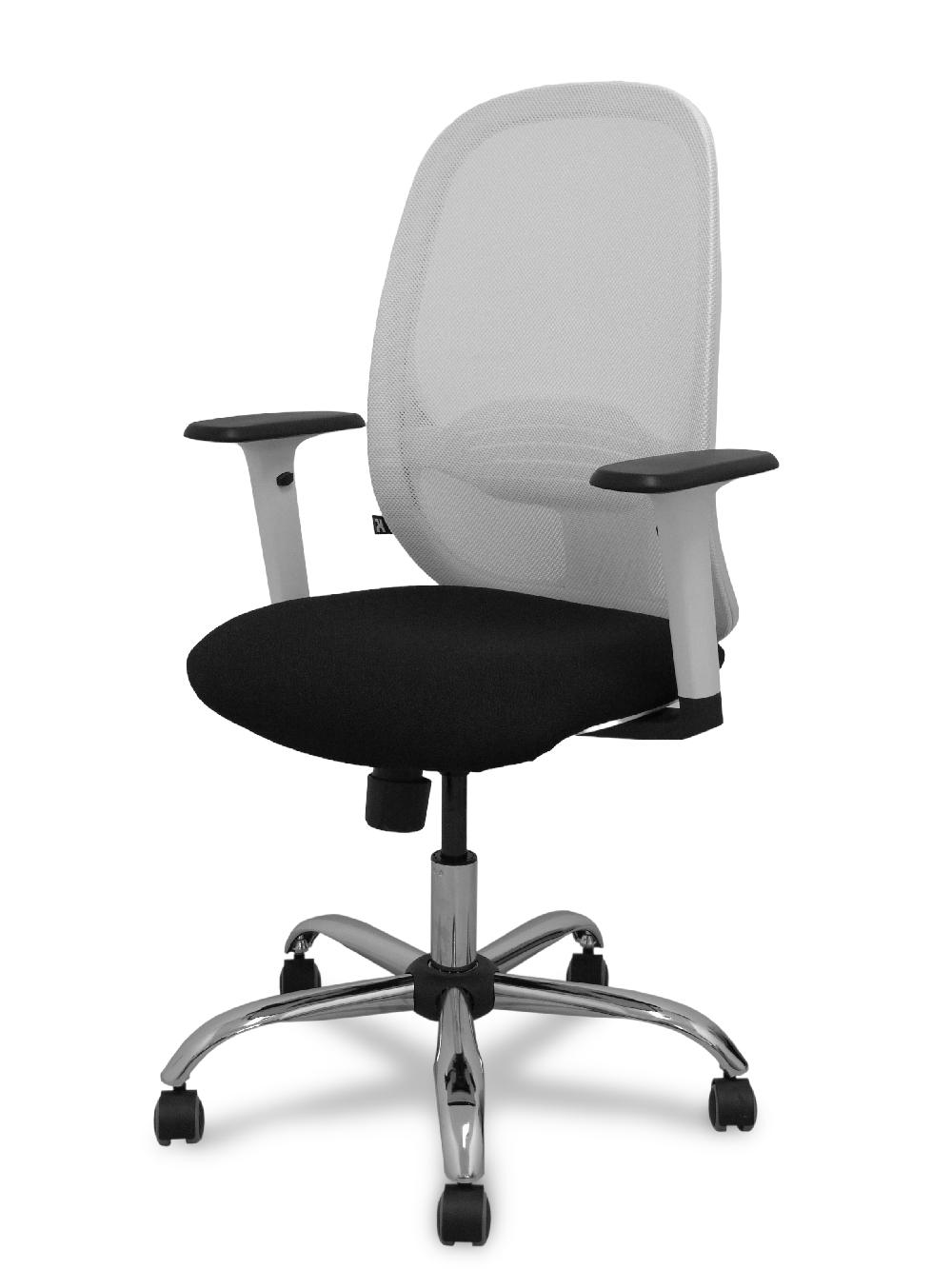 Piqueras Y Crespo Silla Cilanco Blanca Malla Blanca Asiento Bali Negro Brazo Regulable Base Cromada Ruedas De Parqué