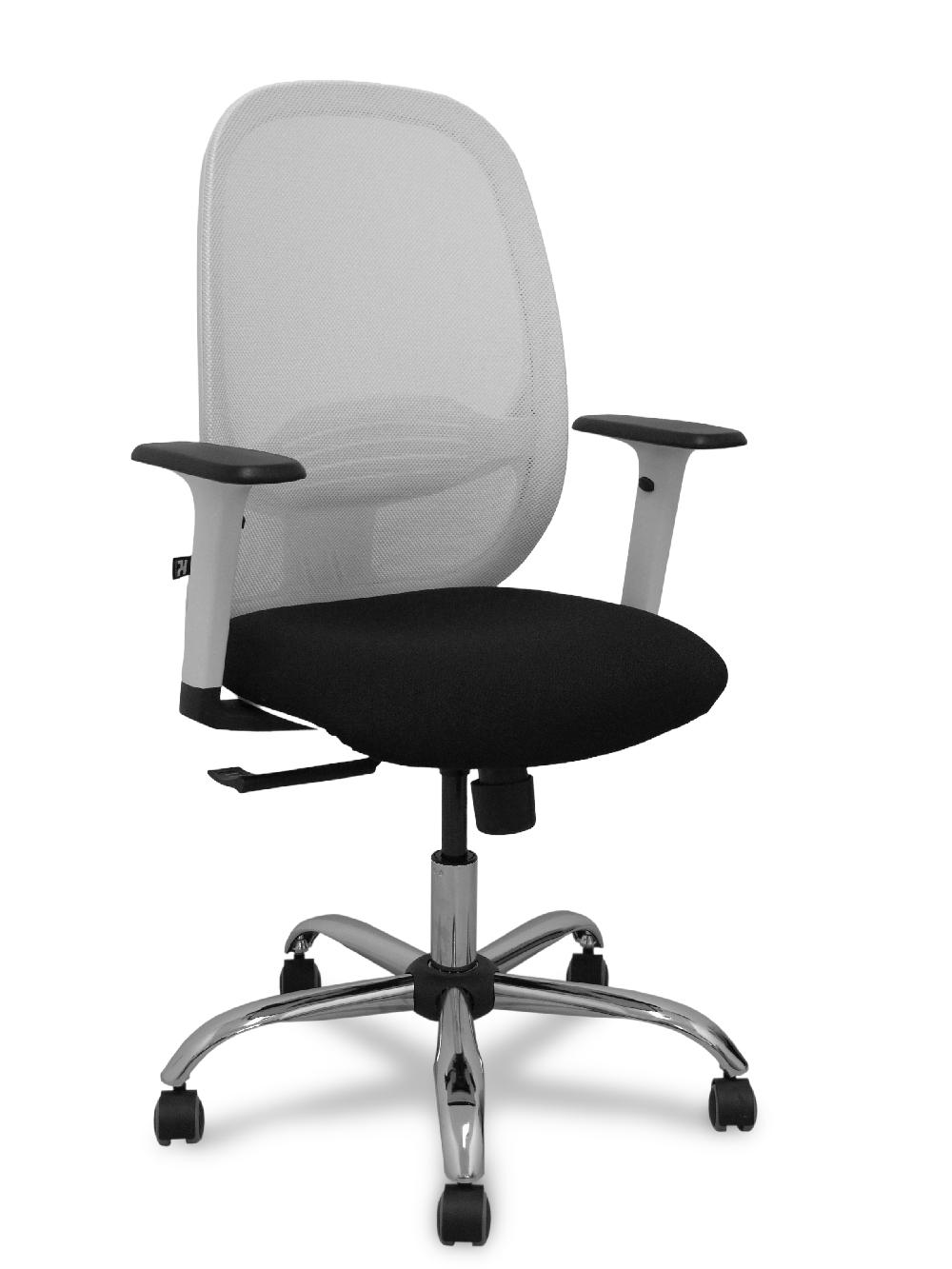 piqueras y crespo Silla Cilanco blanca malla blanca asiento bali negro brazo regulable base cromada ruedas de parqué