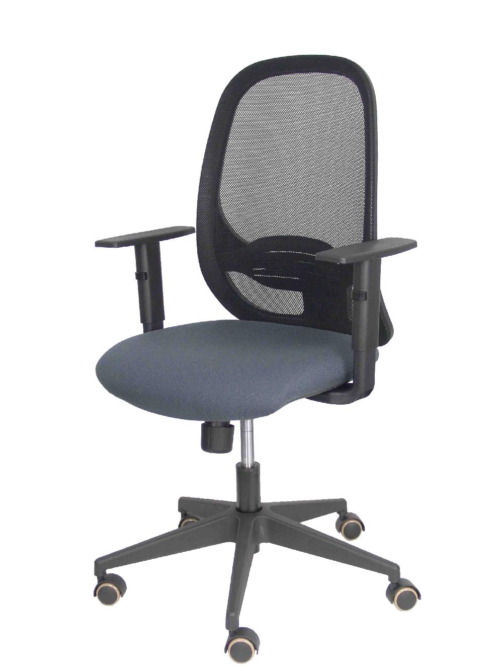 Piqueras Y Crespo Silla Cilanco Negra Malla Negra Asiento Bali Gris Oscuro Brazo Regulable