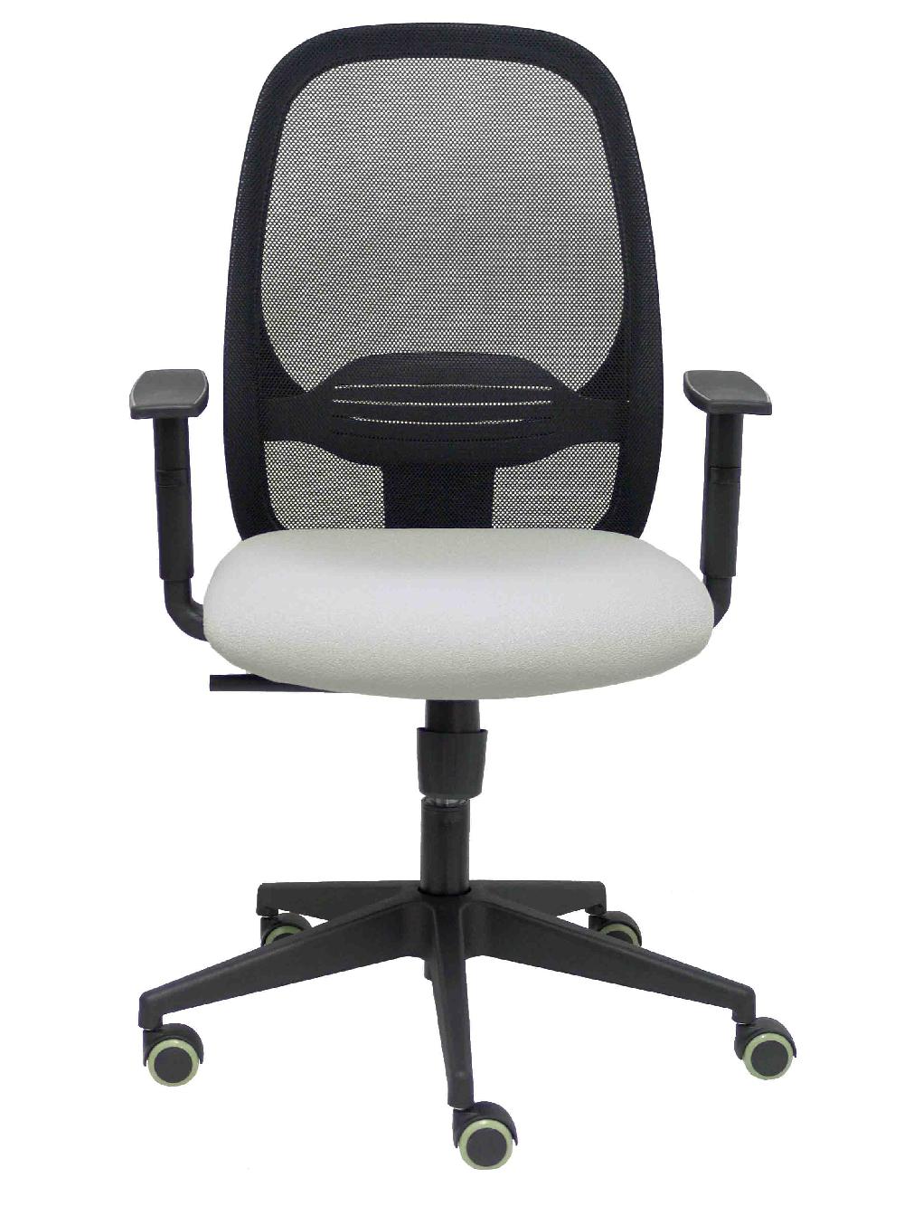 Piqueras Y Crespo Silla Cilanco Negra Malla Negra Asiento Bali Gris Claro Brazo Regulable