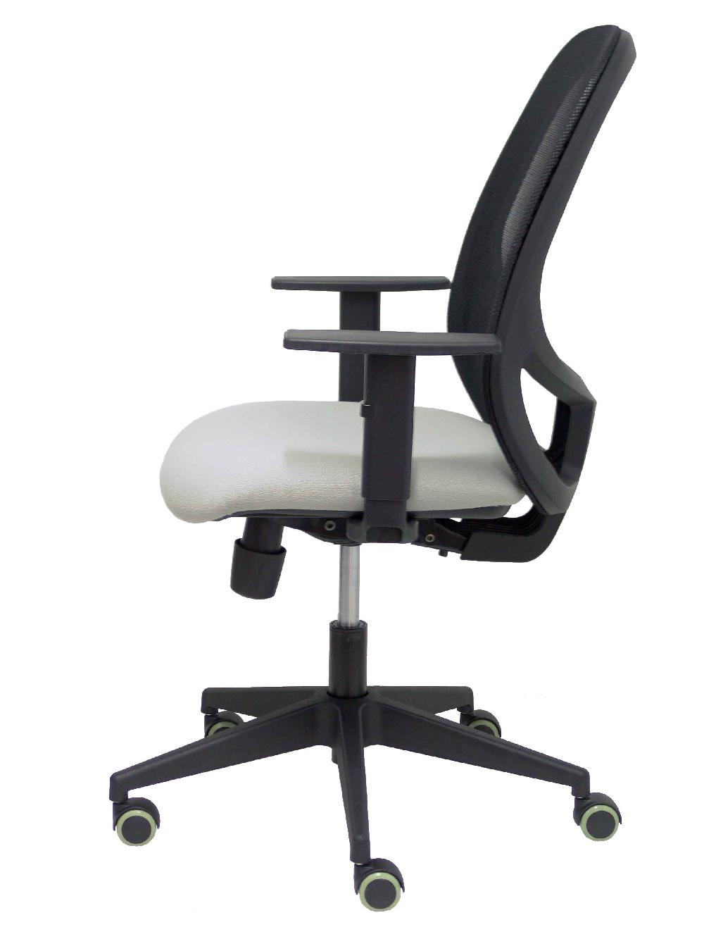 Piqueras Y Crespo Silla Cilanco Negra Malla Negra Asiento Bali Gris Claro Brazo Regulable