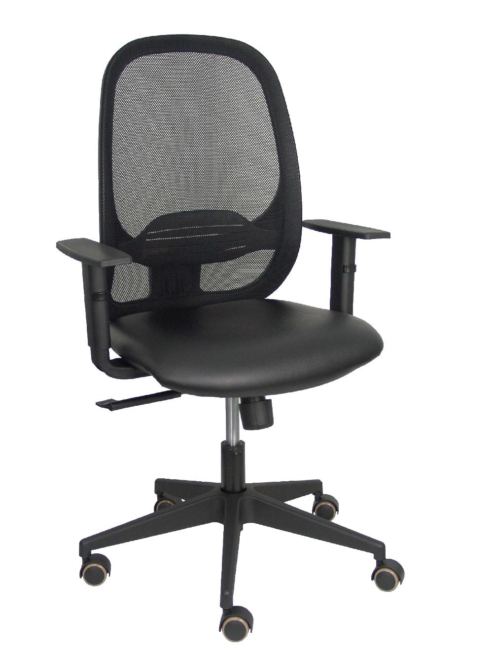 piqueras y crespo Silla Cilanco negra malla negra asiento similpiel negro brazo regulable