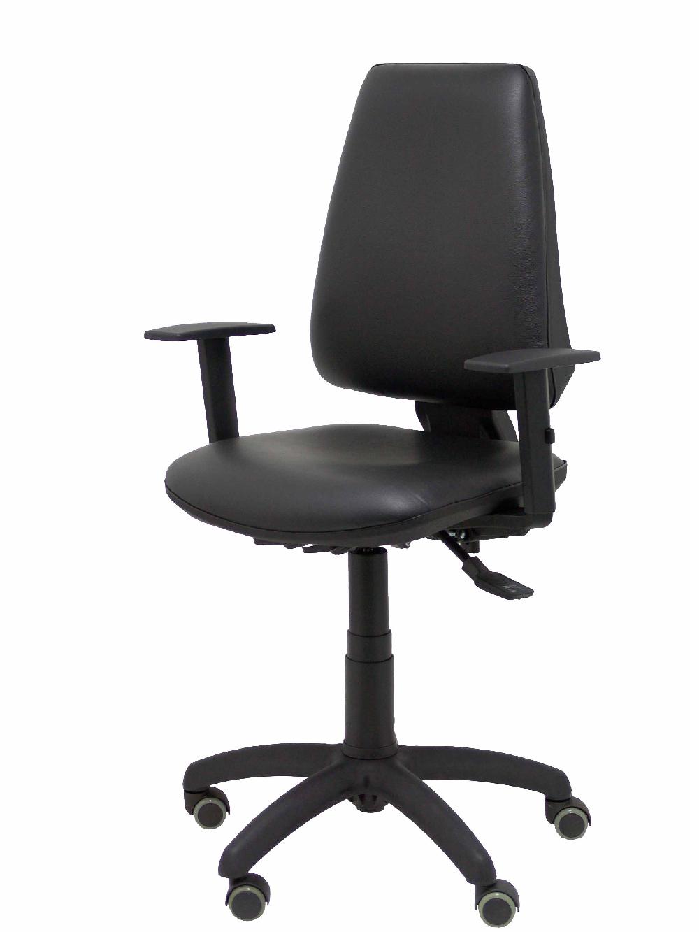 Piqueras Y Crespo Silla Elche Asincro Similpiel Negro Con Brazo Regulable Y Ruedas De Parqué