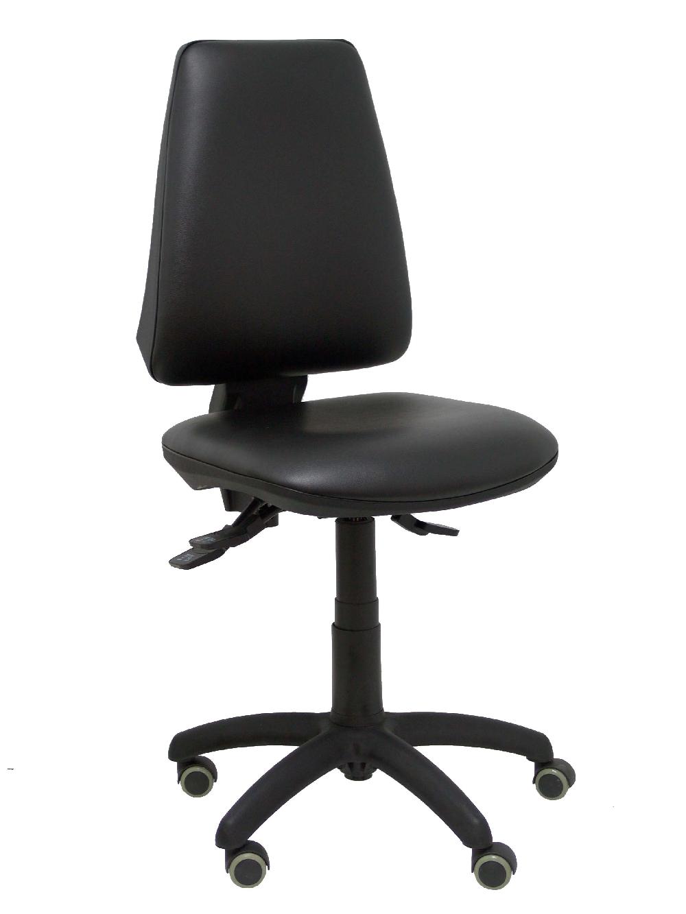 piqueras y crespo Silla Elche asincro similpiel negro ruedas de parqué