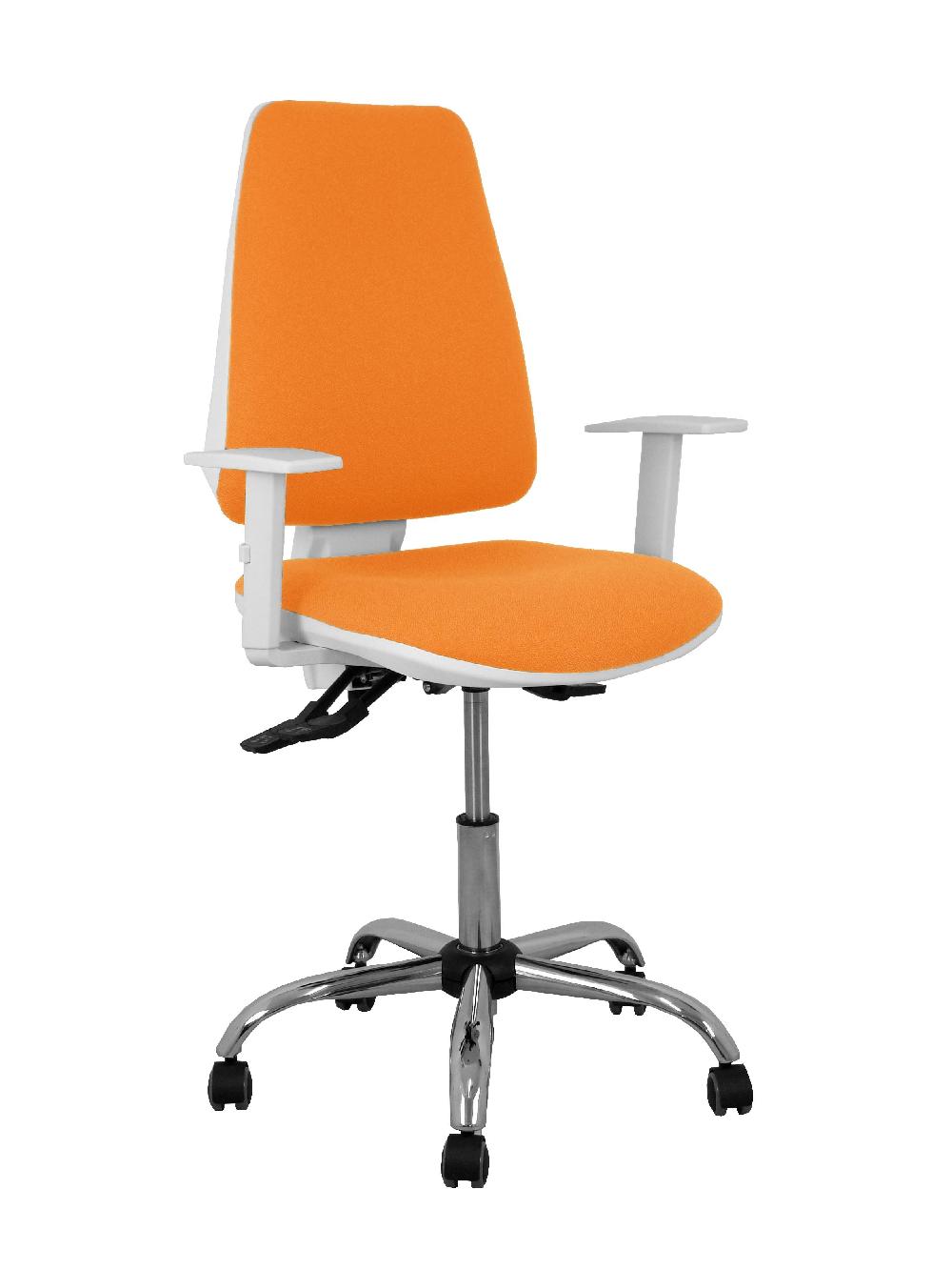 piqueras y crespo Silla Elche blanca asincro bali naranja brazos regulables ruedas de parqué