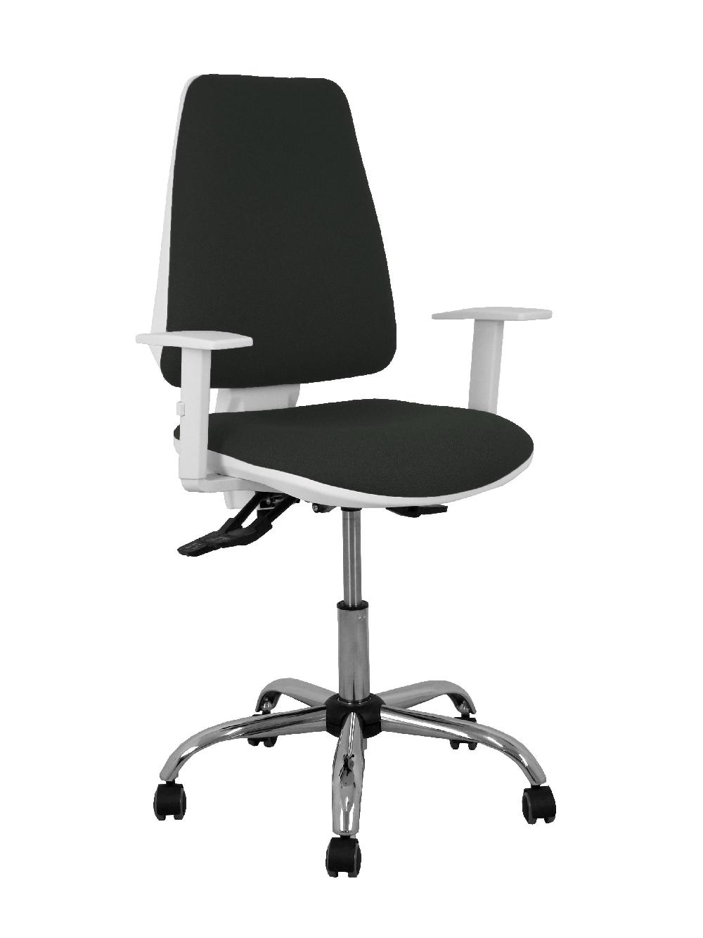 piqueras y crespo Silla Elche blanca asincro bali negro brazos regulables ruedas de parqué