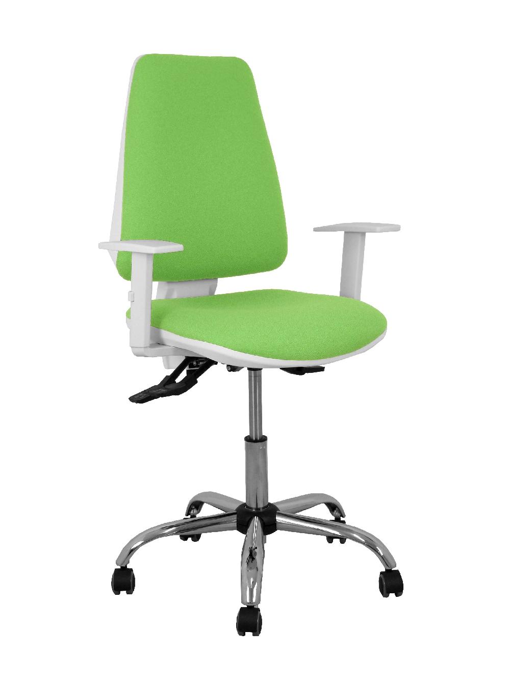 piqueras y crespo Silla Elche blanca asincro bali pistacho brazos regulables ruedas de parqué