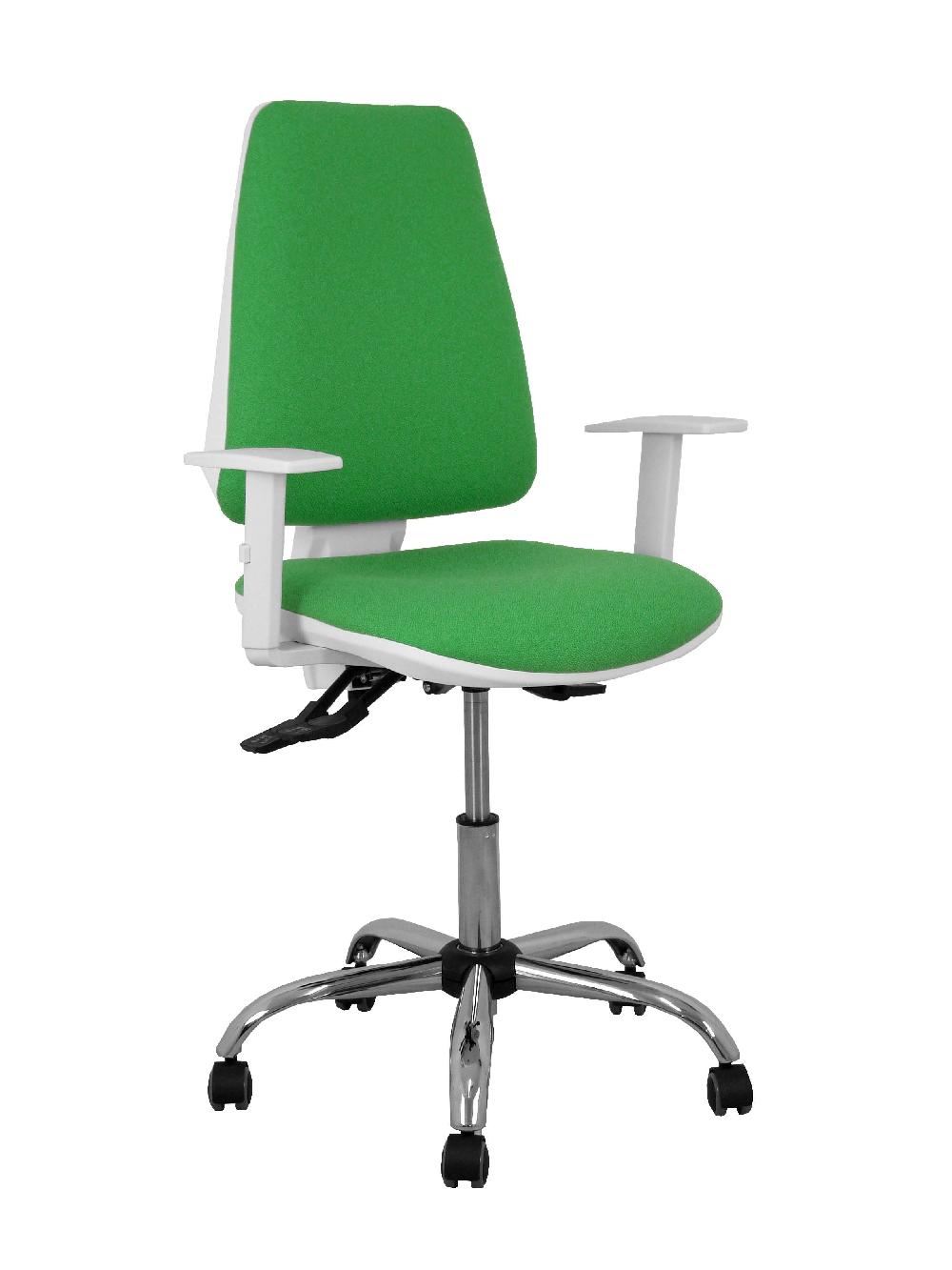 piqueras y crespo Silla Elche blanca asincro bali verde brazos regulables ruedas de parqué