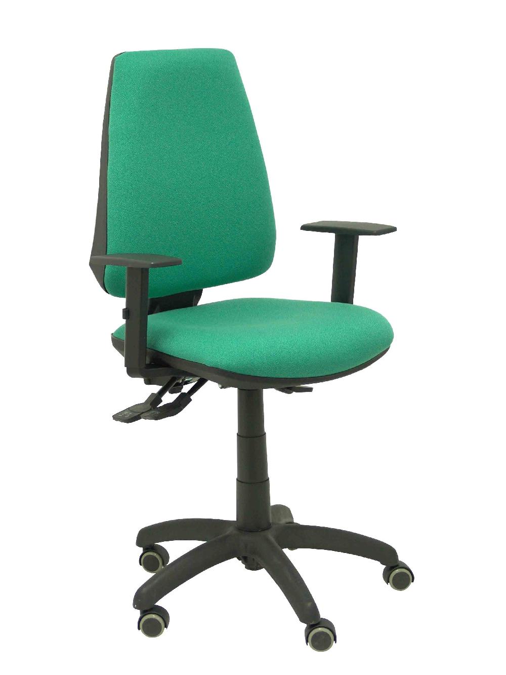 piqueras y crespo Silla Elche S bali verde esmeralda brazos regulables ruedas de parqué