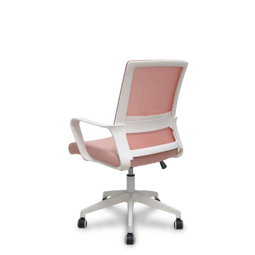 Piqueras Y Crespo Silla Ergo535 Blanca Basculante Respaldo Malla Rosa Asiento Tela Rosa Ruedas Nailon
