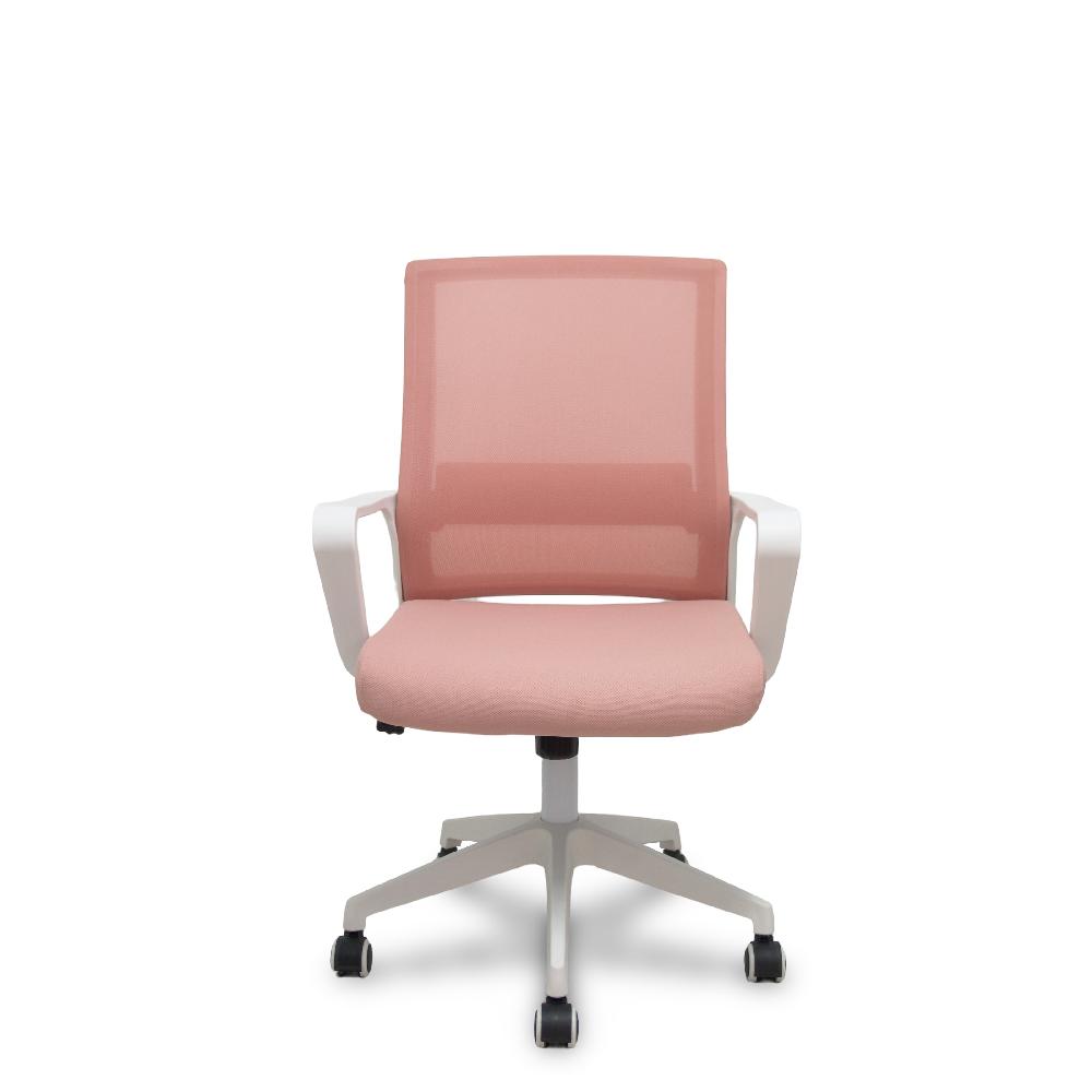 Piqueras Y Crespo Silla Ergo535 Blanca Basculante Respaldo Malla Rosa Asiento Tela Rosa Ruedas Nailon