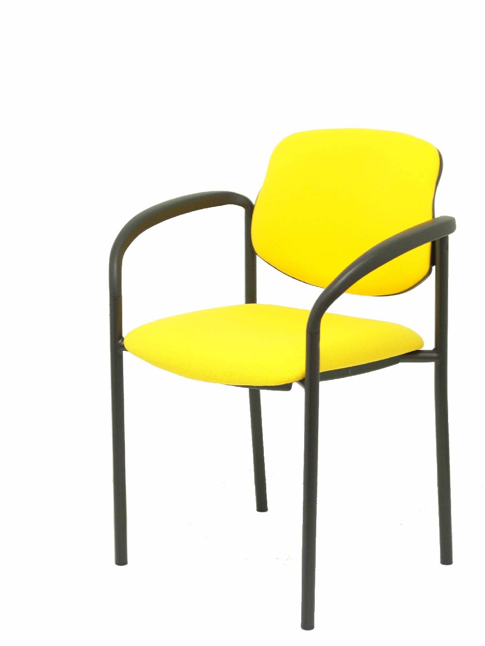 Piqueras Y Crespo Silla Fija Styl Bali Amarillo Chasis Negro Con Brazos