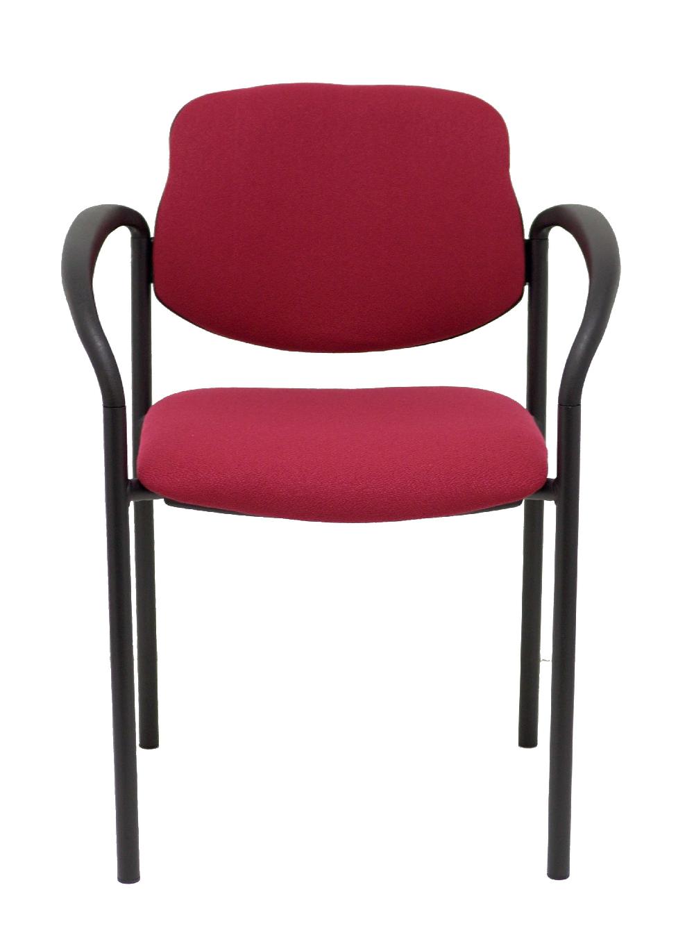 Piqueras Y Crespo Silla Fija Styl Bali Granate Chasis Negro Con Brazos