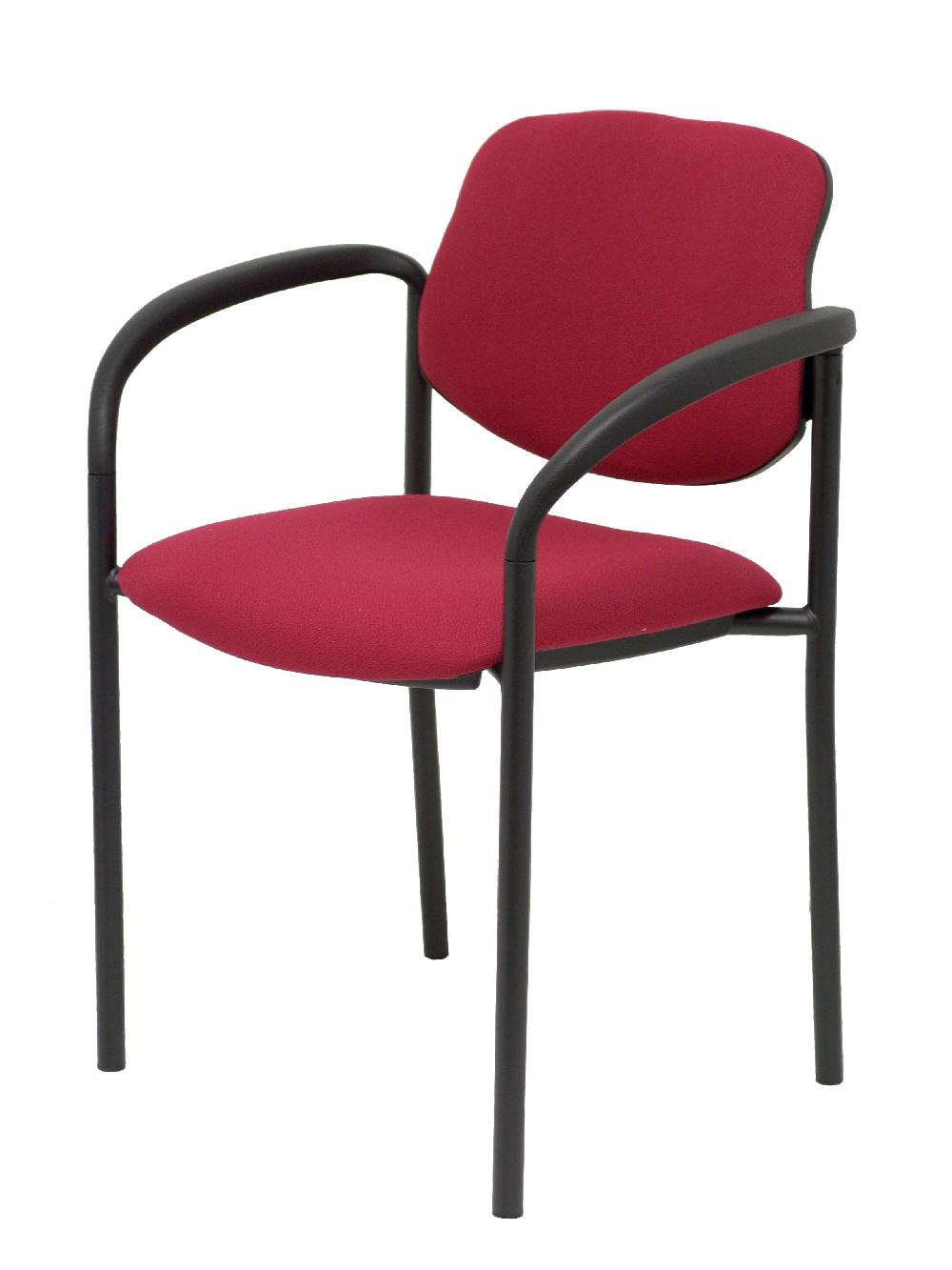 Piqueras Y Crespo Silla Fija Styl Bali Granate Chasis Negro Con Brazos