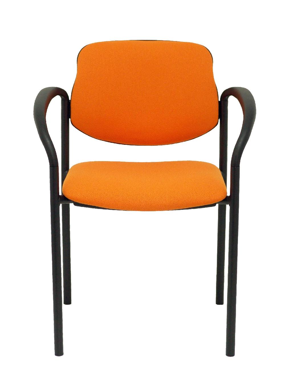Piqueras Y Crespo Silla Fija Styl Bali Naranja Chasis Negro Con Brazos