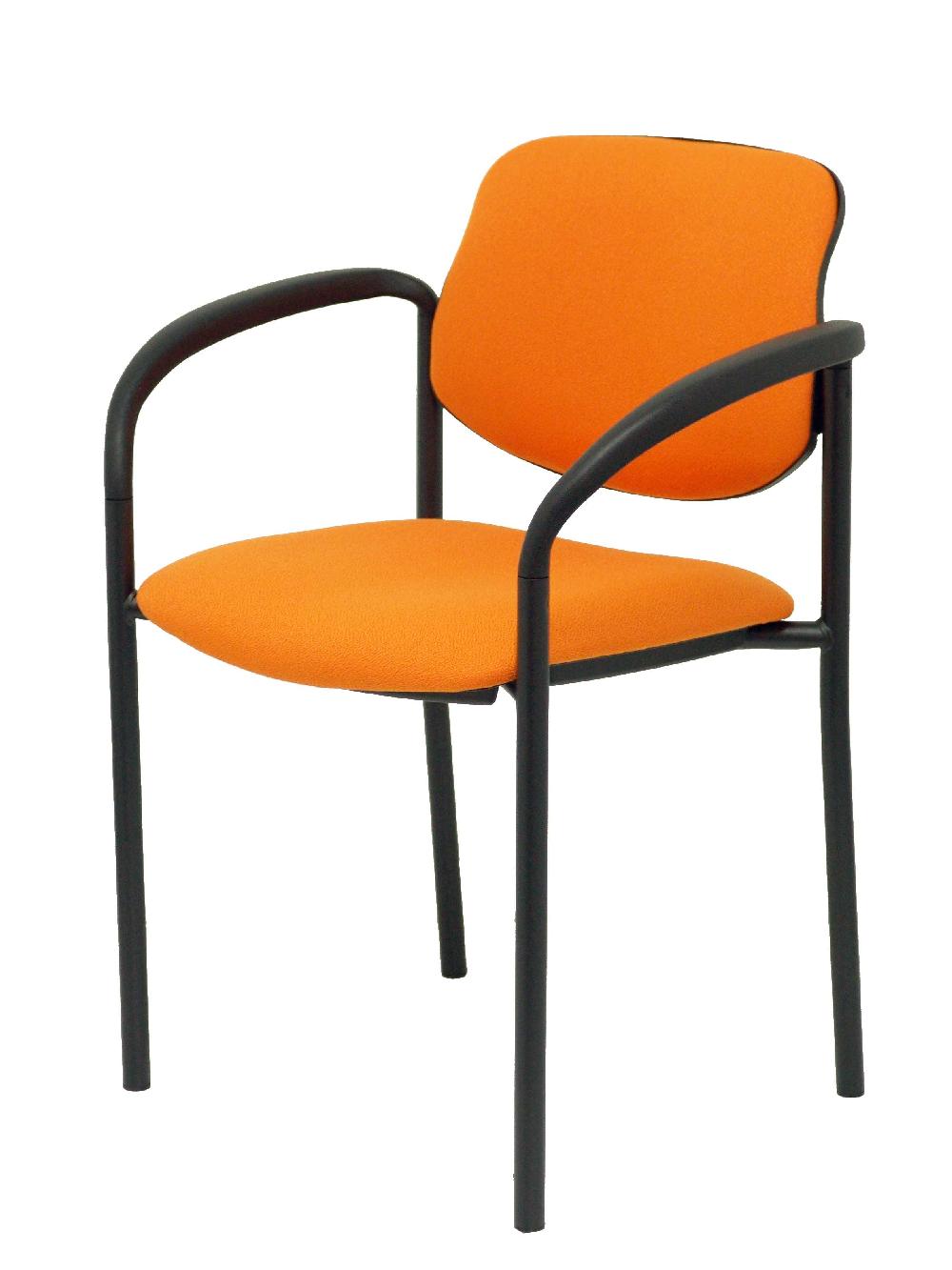 Piqueras Y Crespo Silla Fija Styl Bali Naranja Chasis Negro Con Brazos