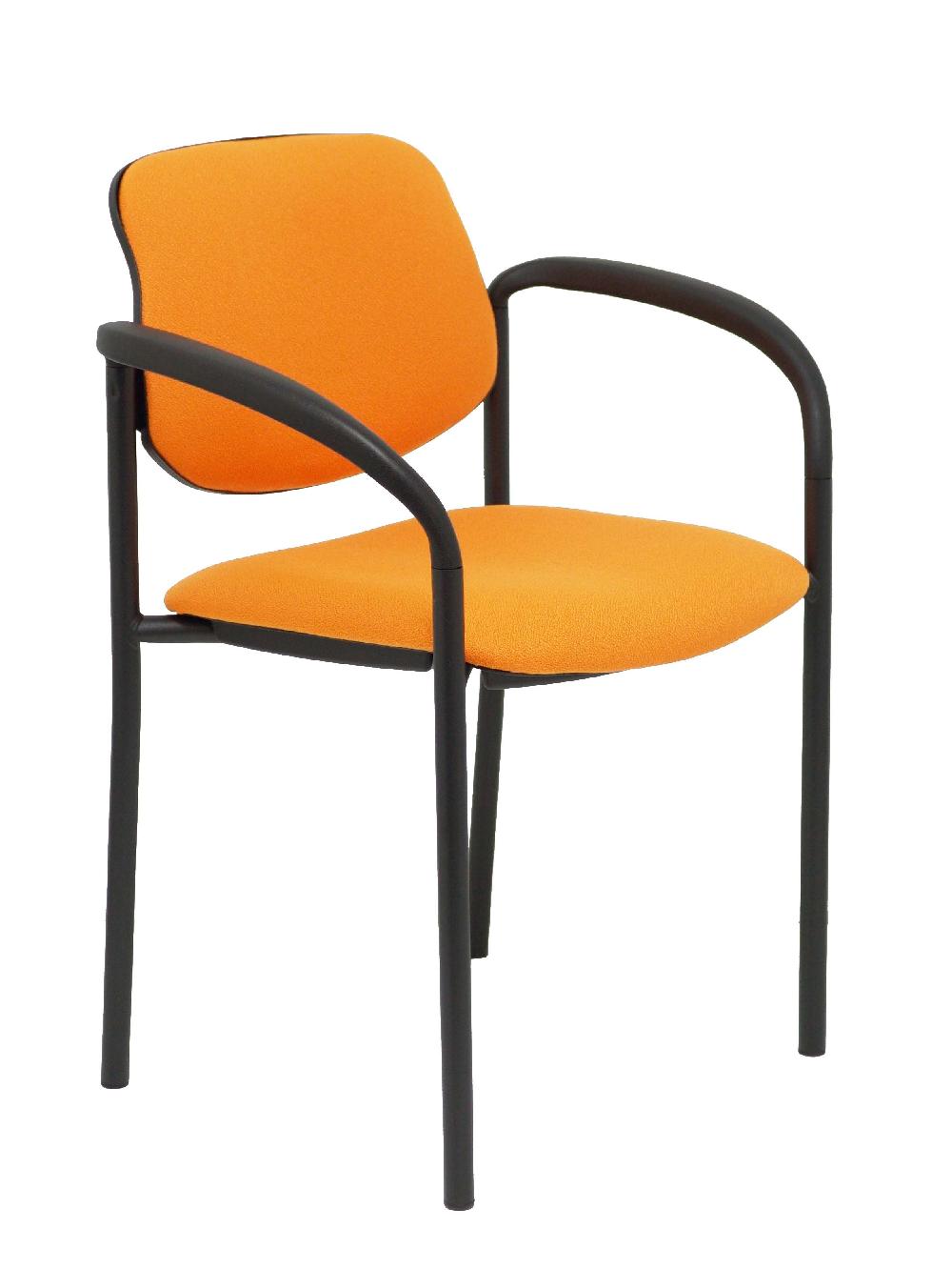 piqueras y crespo Silla fija Styl bali naranja chasis negro con brazos