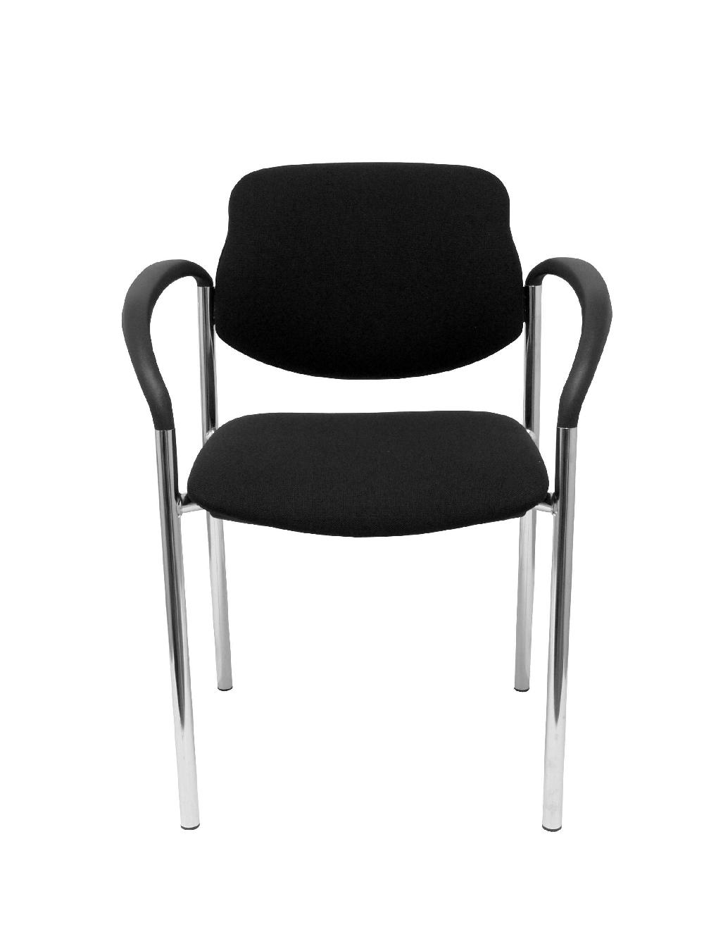 Piqueras Y Crespo Silla Fija Styl Bali Negro Chasis Cromo Con Brazos