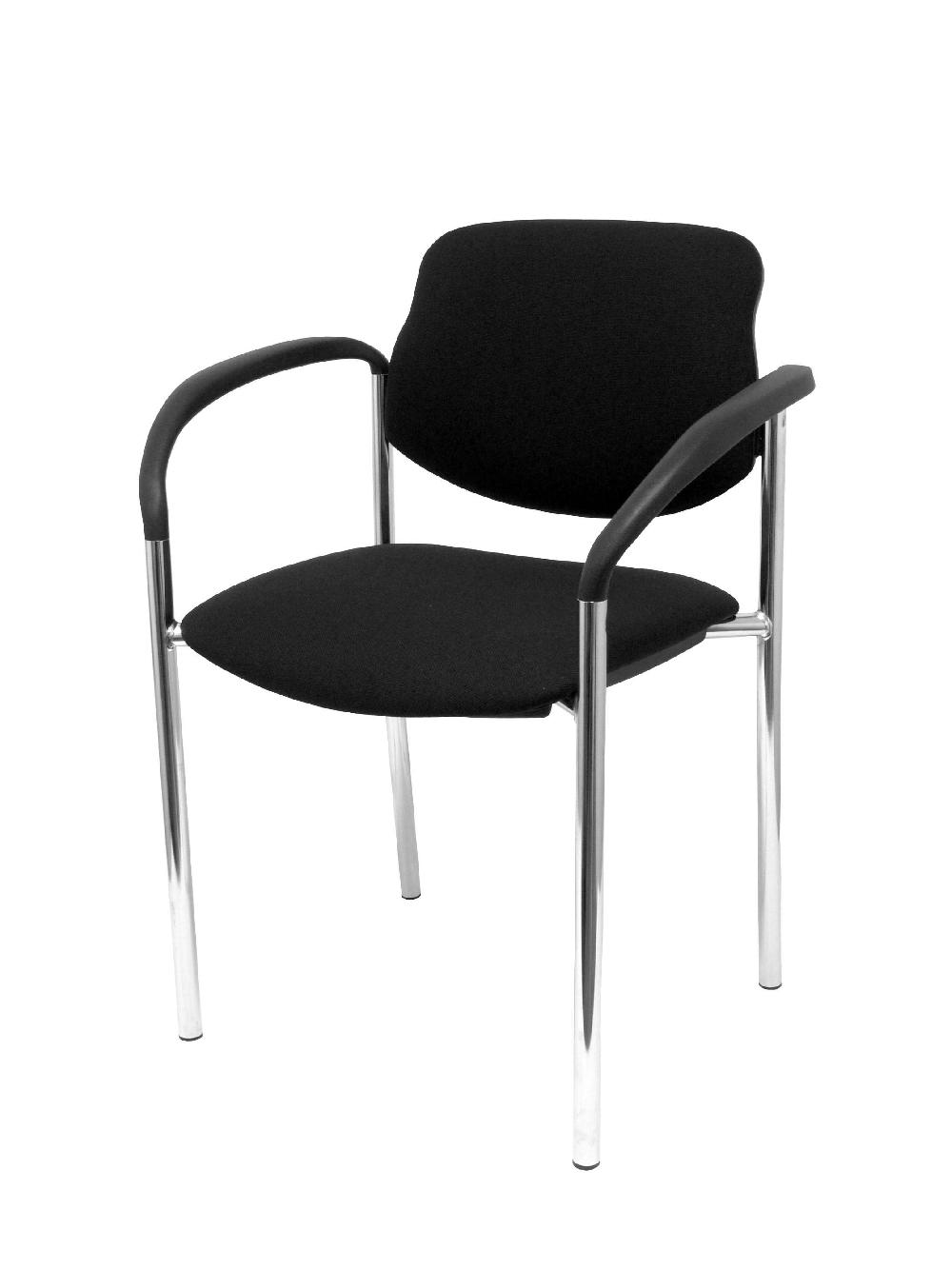 Piqueras Y Crespo Silla Fija Styl Bali Negro Chasis Cromo Con Brazos