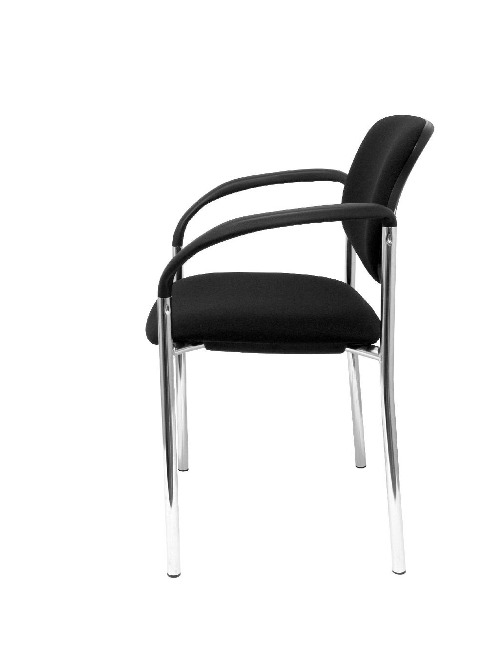 Piqueras Y Crespo Silla Fija Styl Bali Negro Chasis Cromo Con Brazos