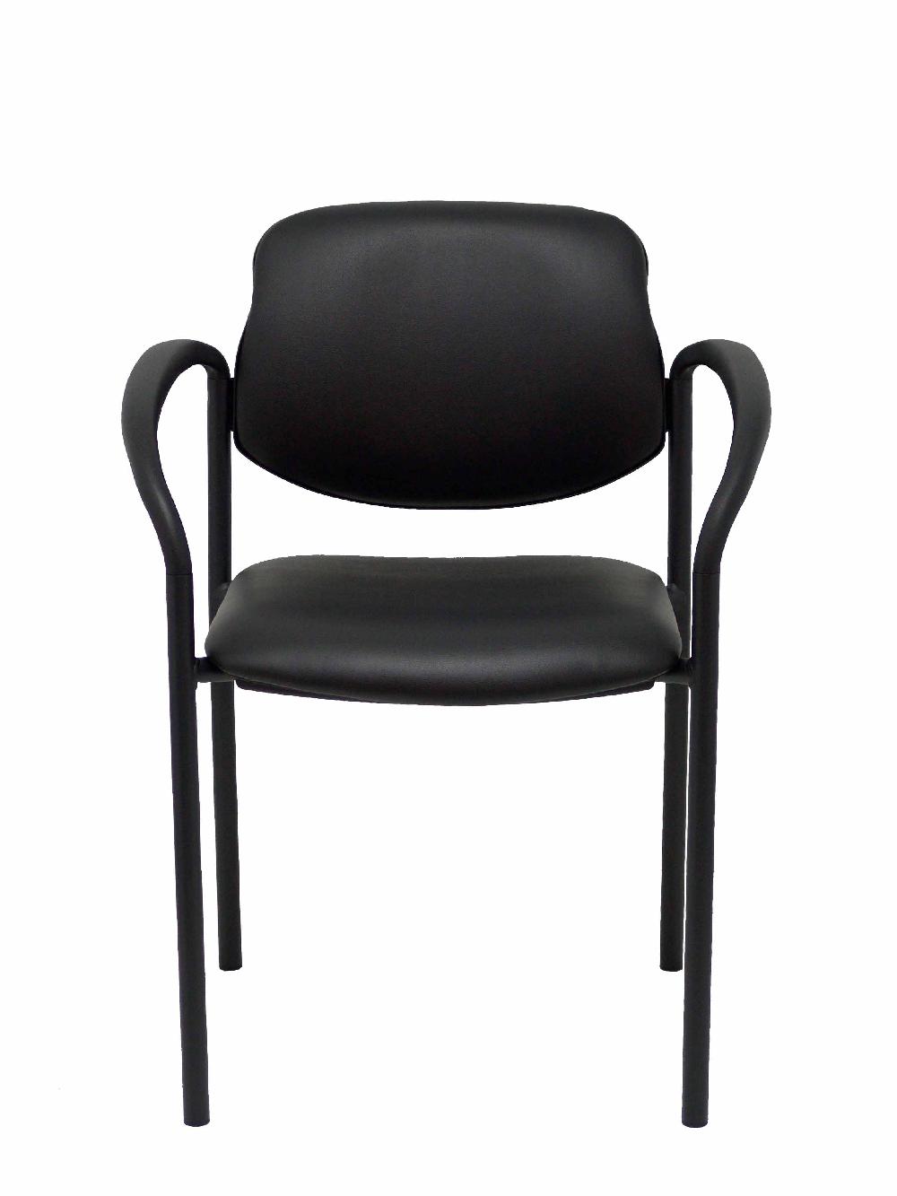 Piqueras Y Crespo Silla Fija Styl Similpiel Negro Chasis Negro Con Brazos