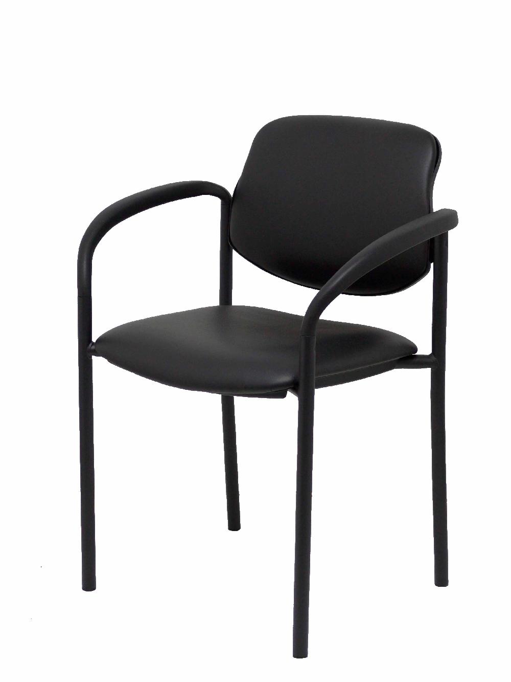 Piqueras Y Crespo Silla Fija Styl Similpiel Negro Chasis Negro Con Brazos