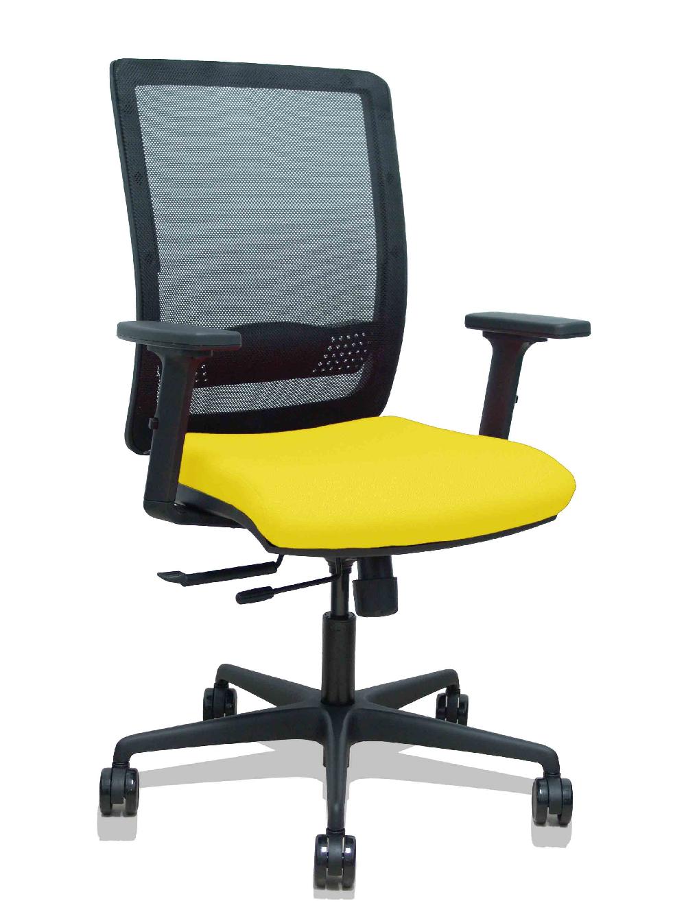 piqueras y crespo Silla Haches traslack malla negra asiento bali amarillo brazos 2D ruedas 65mm