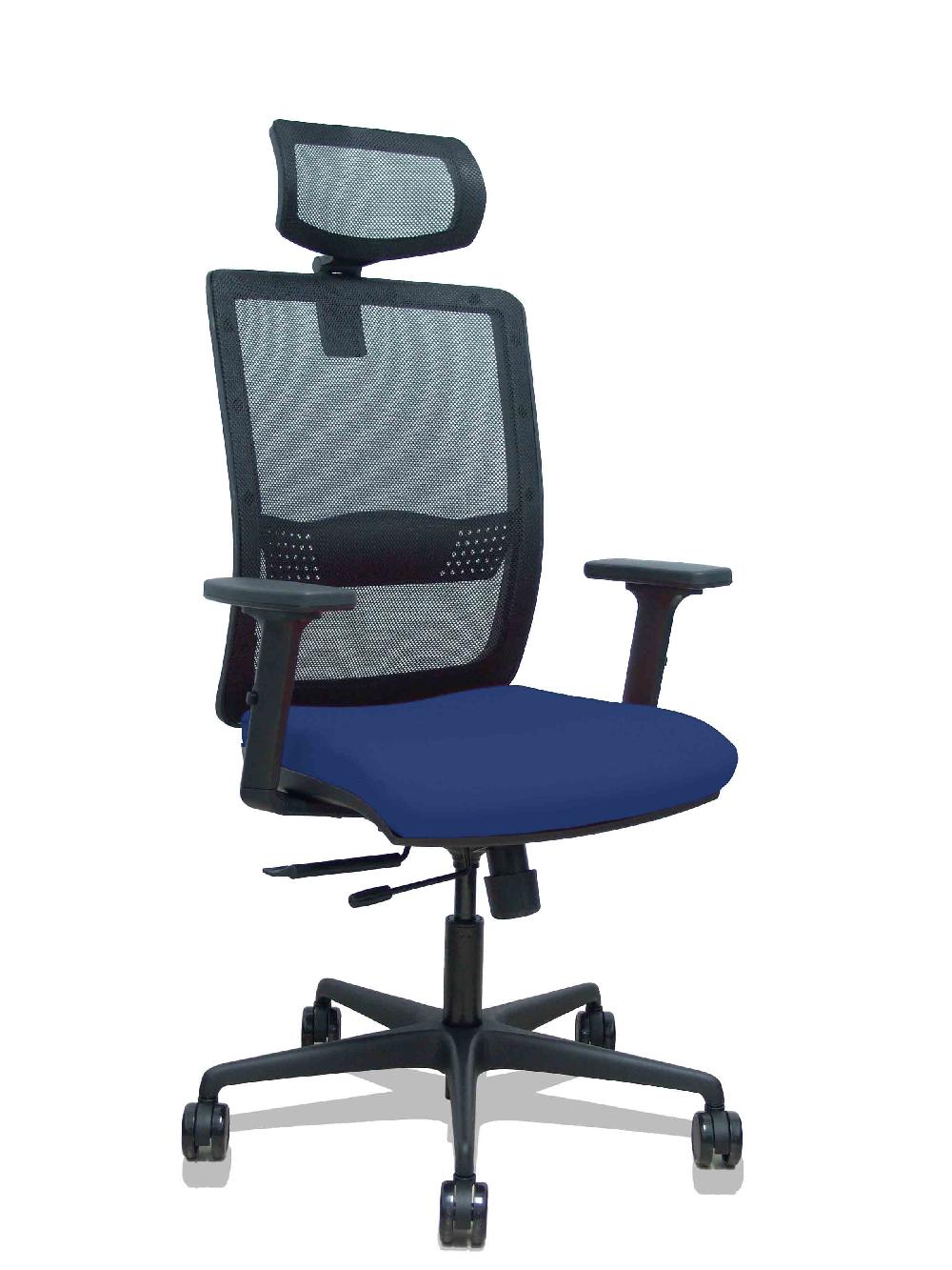 Piqueras Y Crespo Silla Haches Traslack Malla Negra Asiento Bali Azul Marino Brazos 2D Ruedas 65mm Cabecero Regulable