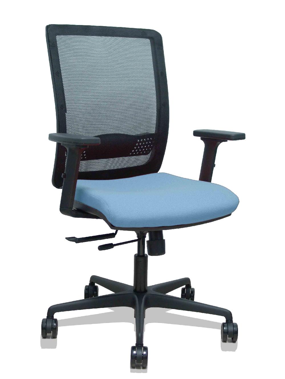 piqueras y crespo Silla Haches traslack malla negra asiento bali azul cielo brazos 2D ruedas 65mm