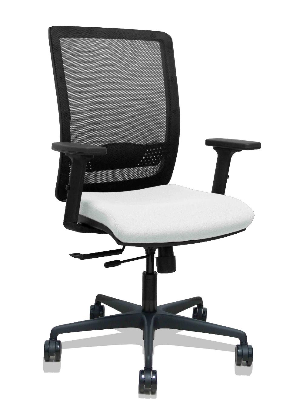 piqueras y crespo Silla Haches traslack malla negra asiento bali blanco brazos 2D ruedas 65mm