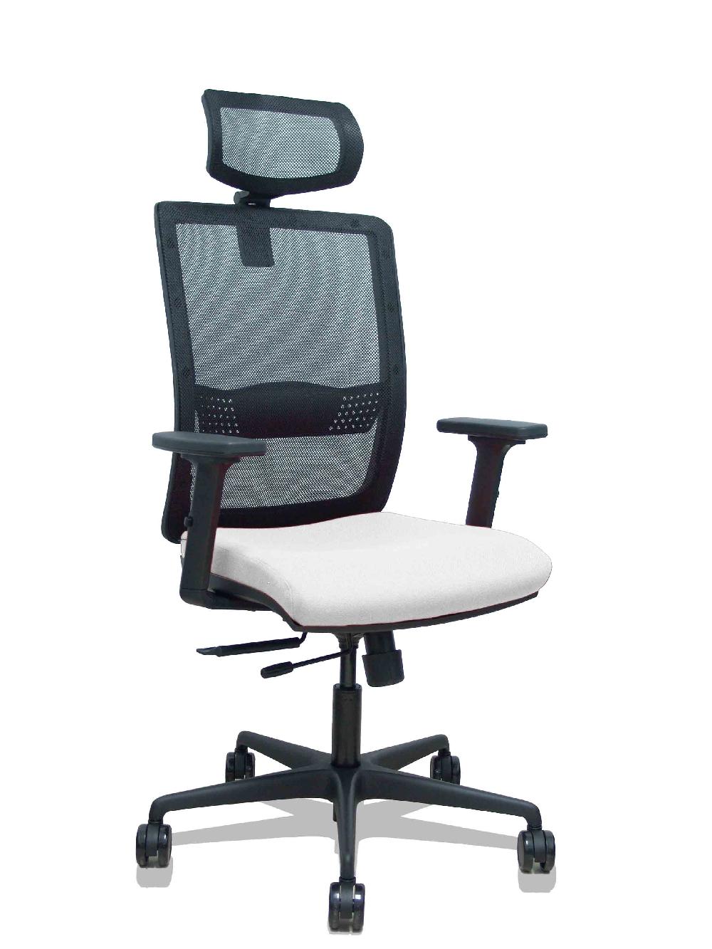 piqueras y crespo Silla Haches traslack malla negra asiento bali blanco brazos 2D ruedas 65mm cabecero regulable