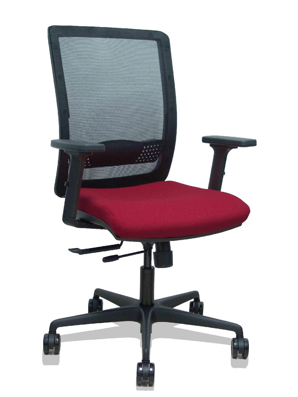 piqueras y crespo Silla Haches traslack malla negra asiento bali granate brazos 2D ruedas 65mm